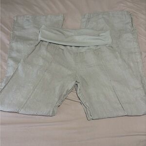 Wide Leg Linen Pants in Tan